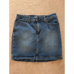 Lee Denim Skort Size 8 Medium Wash Mid Rise Stretch Active Mini Skirt